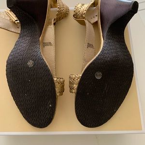 Michael Kors juniper gold/bronze t-strap sandals